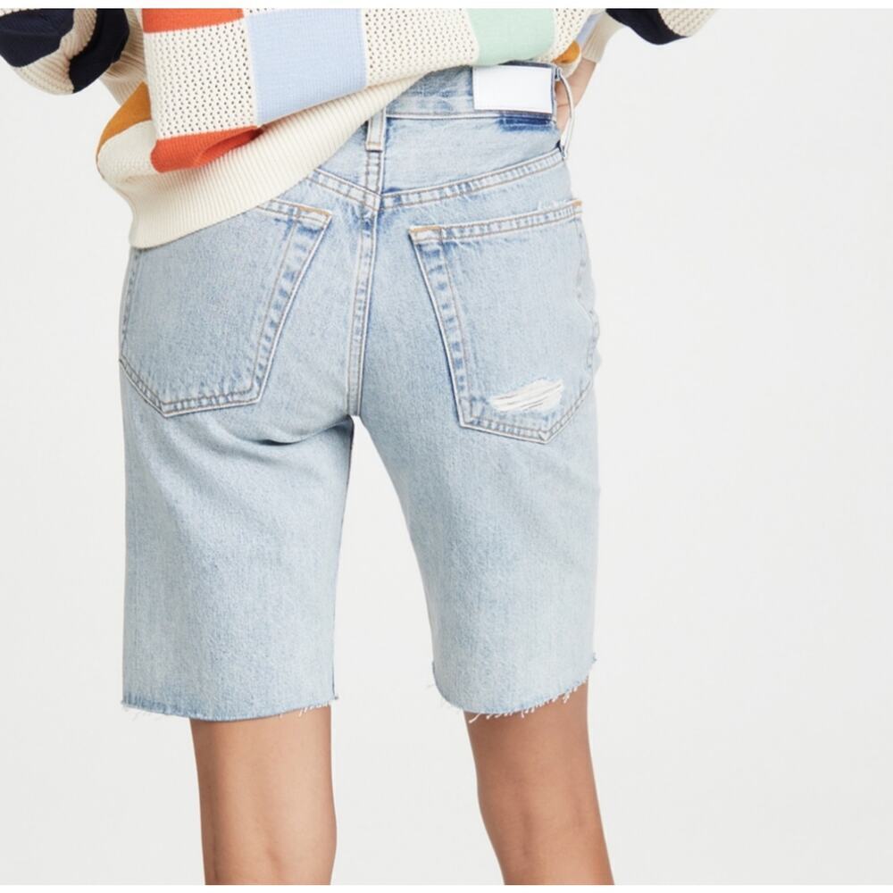 RE/DONE 80s Long Boy Short Distressed Denim Light Wash Boy Size 24 - Picture 4 of 8